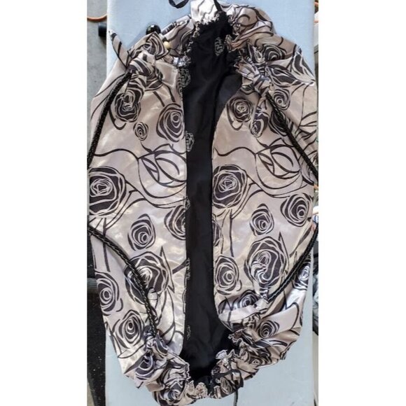 Emma Rose Hobo Bag With Floral Pattern Black & Silvery Taupe Polyester & Polyure - Picture 1 of 6